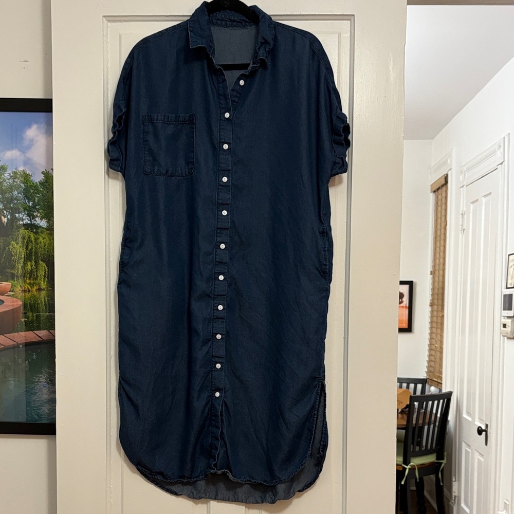 Chic Button-Down Denim Shirt Dress
